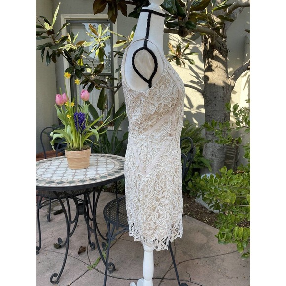 NWT ASTR The Label Womens Sheath Lurex Ivory Lace Dress Lined Spaghetti Straps S - Picture 4 of 8
